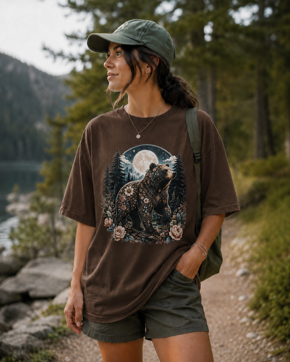 Oversized Floral Bear Graphic Tee
